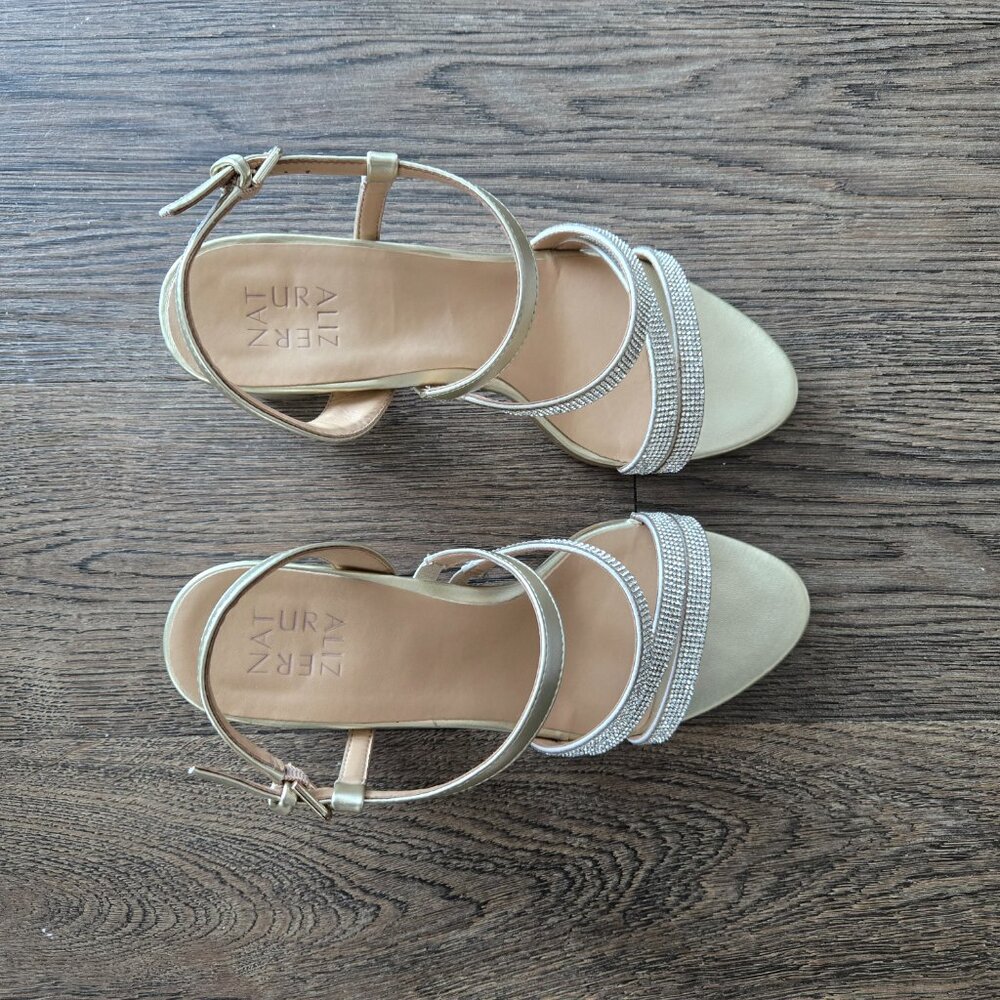 Naturalizer Champagne Bridget Rhinestone Strappy Dress Heels Sandals 8.5 M - Picture 8 of 10